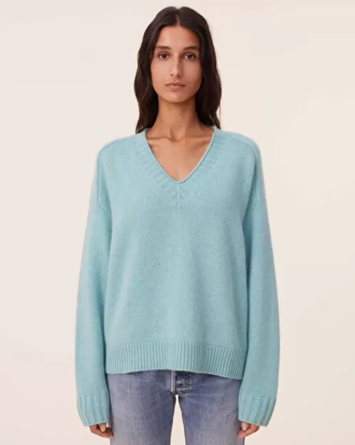 Kujten Pulls & Sweats | Pull Alana Pull Cachemire Col V, 6 fils TURQUOISEPACIFIC