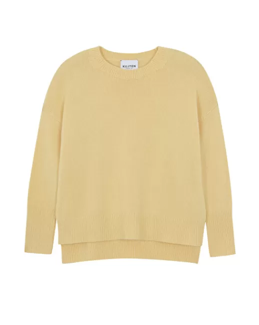 Kujten Pulls & Sweats | Pull Amel Pull Cachemire Col Rond Femme, 4 fils JauneEggshell