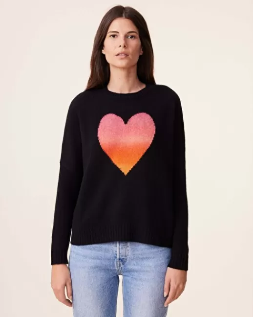 Kujten Pulls & Sweats | Pull Amelie Coeur Pull Cachemire Coeur Col Rond, 4 fils Noir