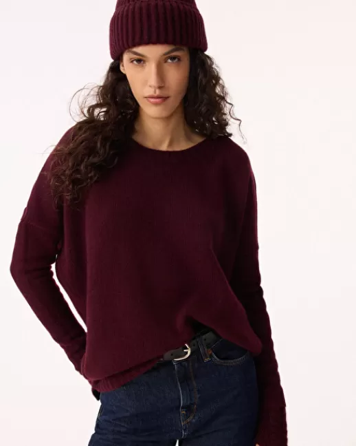 Kujten Pulls & Sweats | Pull Anita Pull cachemire col rond oversize BORDEAUX