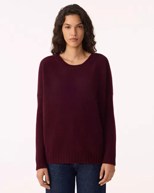 Kujten Pulls & Sweats | Pull Anita Pull cachemire col rond oversize BORDEAUX