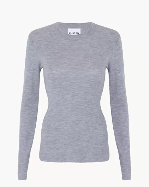 Kujten Pulls & Sweats | Pull Bibiko Pull Cachemire Femme Col Rond GrisChiné