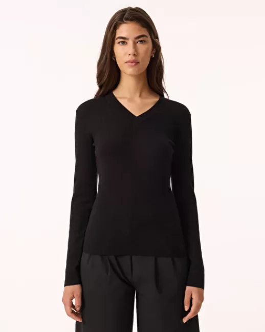 Kujten Pulls & Sweats | Pull Bibivee Pull Cachemire Femme Col V Noir