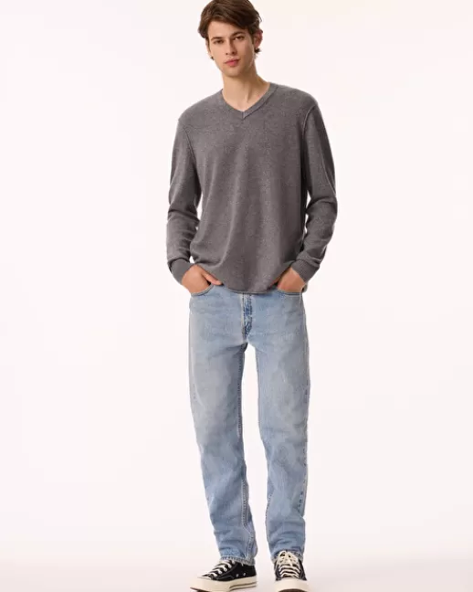 Kujten Pulls & Sweats | Pull Billy Pull Cachemire Homme Col V, 2 fils Grisflanelle