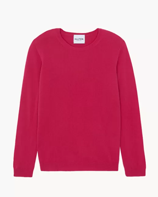 Kujten Pulls & Sweats | Pull Charly Pull Cachemire Femme Col Rond Basic, 2 fils Framboise