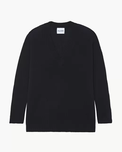 Kujten Pulls & Sweats | Pull Elena Pull Cachemire Col V Oversize Noir