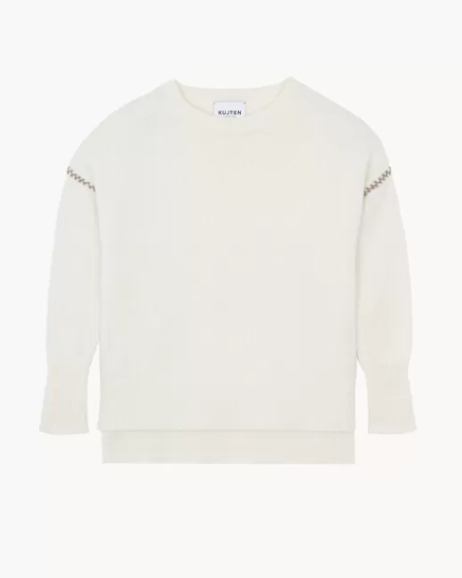 Kujten Pulls & Sweats | Pull Fifi Pull Cachemire Col Rond, 6 fils Blanc