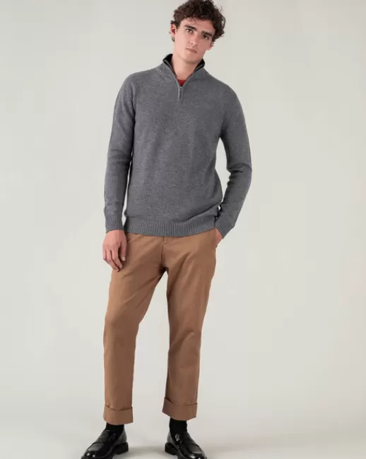 Kujten Pulls & Sweats | Pull Greg Pull cachemire homme col camionneur uni Grisflanelle