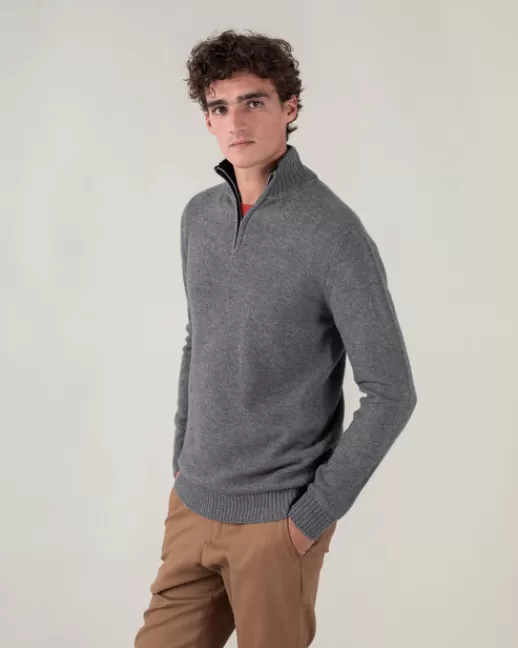 Kujten Pulls & Sweats | Pull Greg Pull cachemire homme col camionneur uni Grisflanelle