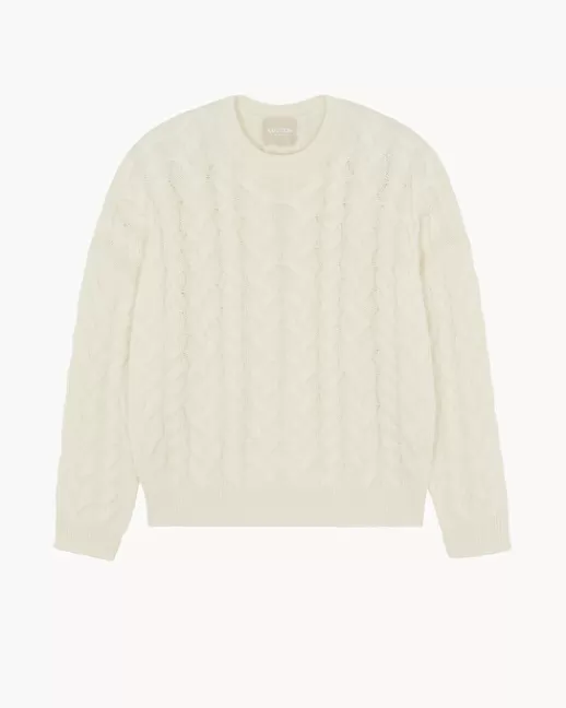 Kujten Pulls & Sweats | Pull Hitomi Pull Cachemire Femme Col Rond, 4 fils Blanc