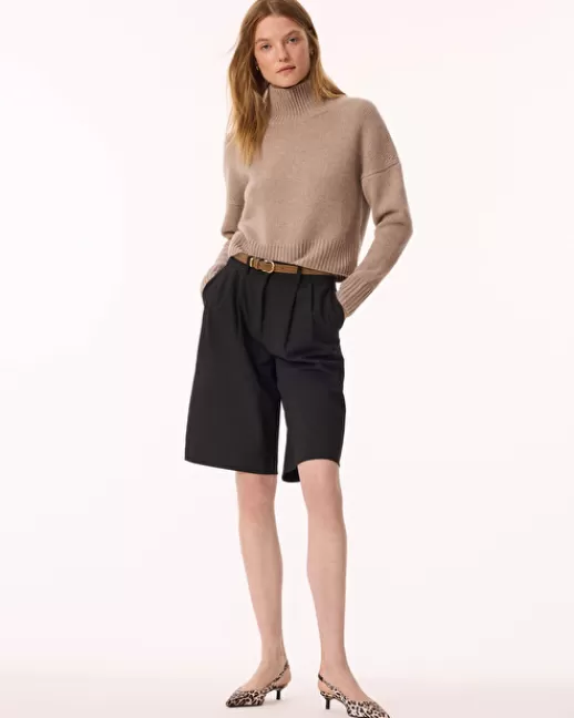 Kujten Pulls & Sweats | Pull Ichi Pull Cachemire Femme Col Montant, 6 fils Marronnoisette