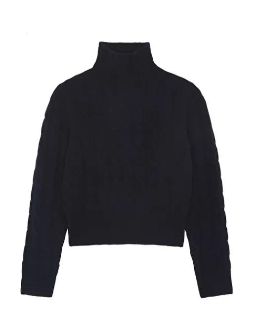 Kujten Pulls & Sweats | Pull Ivana Pull Col Cheminu00e9e Cachemire Torsadu00e9, 6 fils Bleumarinefoncé