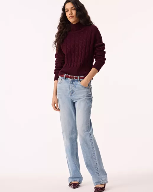 Kujten Pulls & Sweats | Pull Ivana Pull Col Cheminu00e9e Cachemire Torsadu00e9, 6 fils BORDEAUX