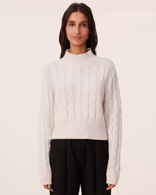 Kujten Pulls & Sweats | Pull Ivana Pull Col Cheminu00e9e Cachemire Torsadu00e9, 6 fils Blanc