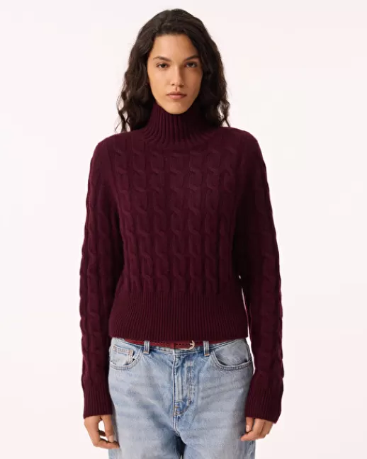 Kujten Pulls & Sweats | Pull Ivana Pull Col Cheminu00e9e Cachemire Torsadu00e9, 6 fils BORDEAUX