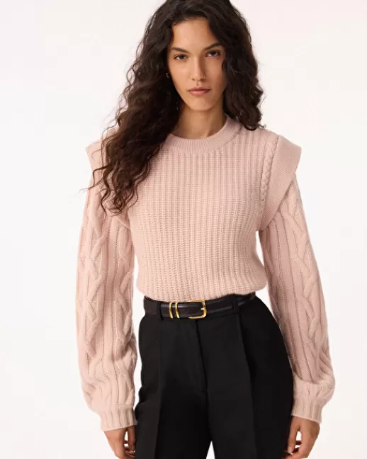 Kujten Pulls & Sweats | Pull Iza Pull Cachemire Femme Col Rond, 6 fils rosepoudre