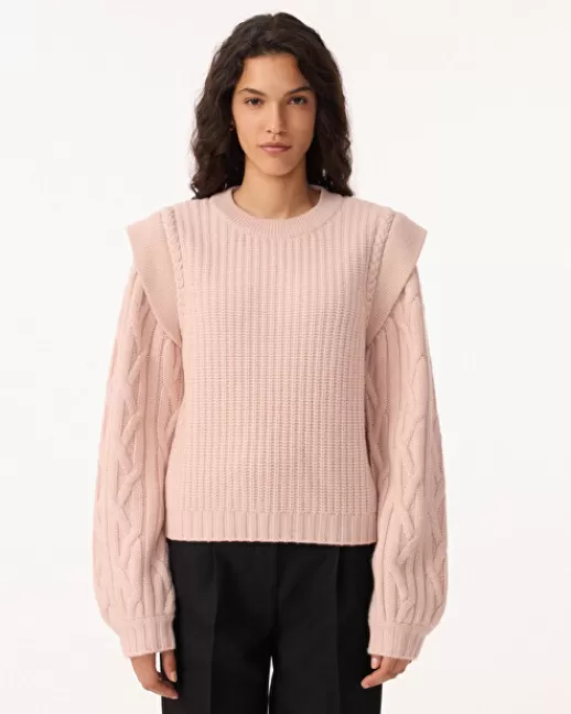 Kujten Pulls & Sweats | Pull Iza Pull Cachemire Femme Col Rond, 6 fils rosepoudre