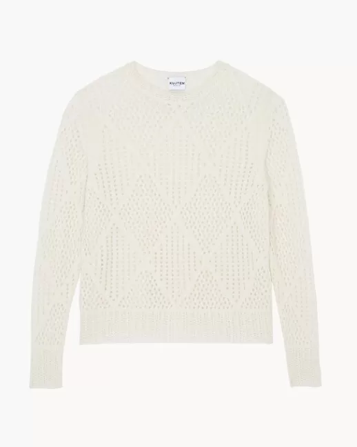 Kujten Pulls & Sweats | Pull Kaia Pull Col Rond Ajouru00e9 Cachemire, 4 fils Blanc