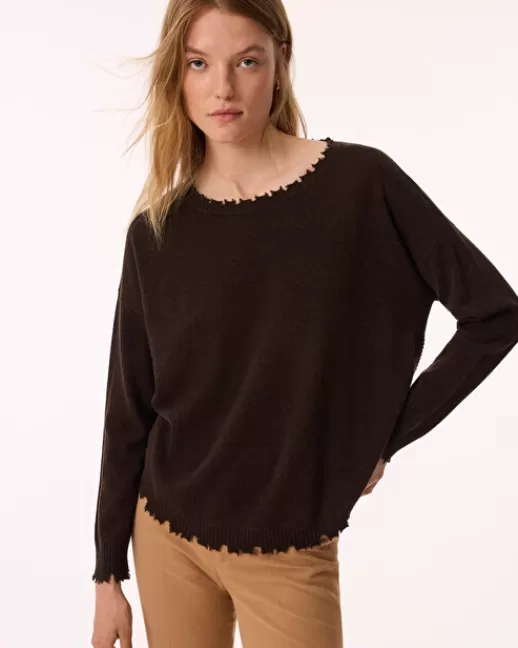 Kujten Pulls & Sweats | Pull Mela Pull Cachemire Col Rond Liquette, 2 fils MARRON