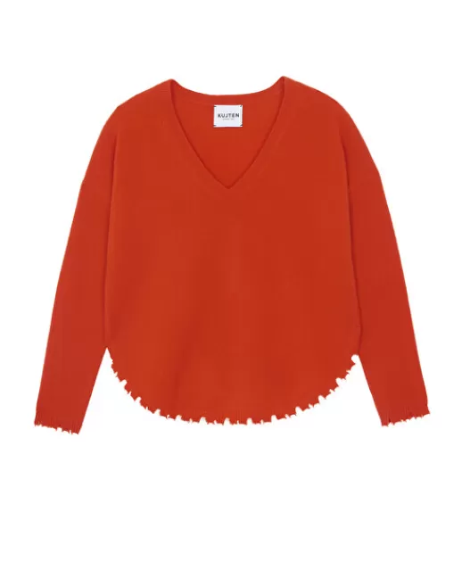 Kujten Pulls & Sweats | Pull Melina Pull Cachemire Femme OrangeRosso