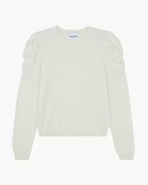 Kujten Pulls & Sweats | Pull Naoto Pull Cachemire Femme Col Rond Blanc