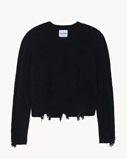 Kujten Pulls & Sweats | Pull Nesua Pull Cachemire Femme Col Rond, 4 fils Noir