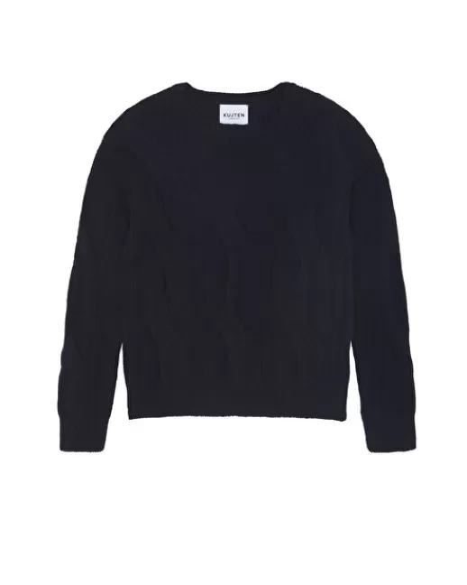 Kujten Pulls & Sweats | Pull Nils Pull Col Rond Cachemire Torsadu00e9, 8 fils Bleumarinefoncé