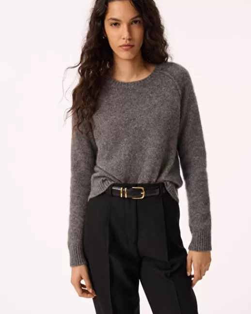 Kujten Pulls & Sweats | Pull Nimbus Pull Cachemire Femme Col Rond, 2 fils Grisflanelle