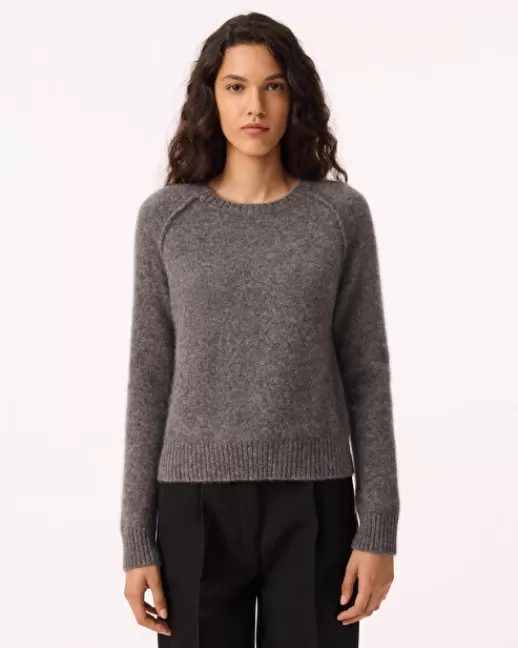 Kujten Pulls & Sweats | Pull Nimbus Pull Cachemire Femme Col Rond, 2 fils Grisflanelle