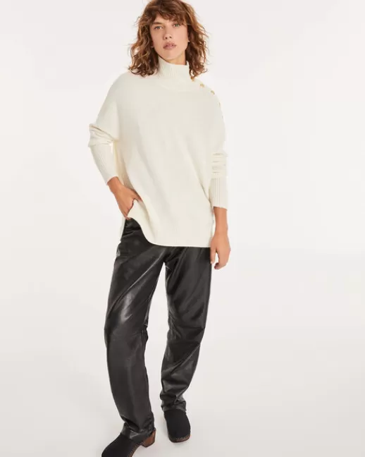 Kujten Pulls & Sweats | Pull Pinko Pull col roulu00e9 femme boutons gold Blanc