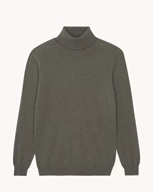 Kujten Pulls & Sweats | Pull Raph Pull Cachemire Col Roulu00e9 Homme Basic, 2 fils TAUPEMOULINE