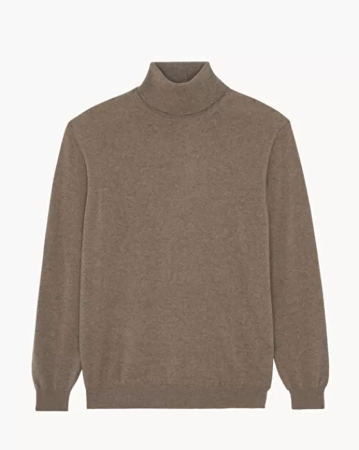 Kujten Pulls & Sweats | Pull Raph Pull Cachemire Col Roulu00e9 Homme Basic, 2 fils Beigetaupe