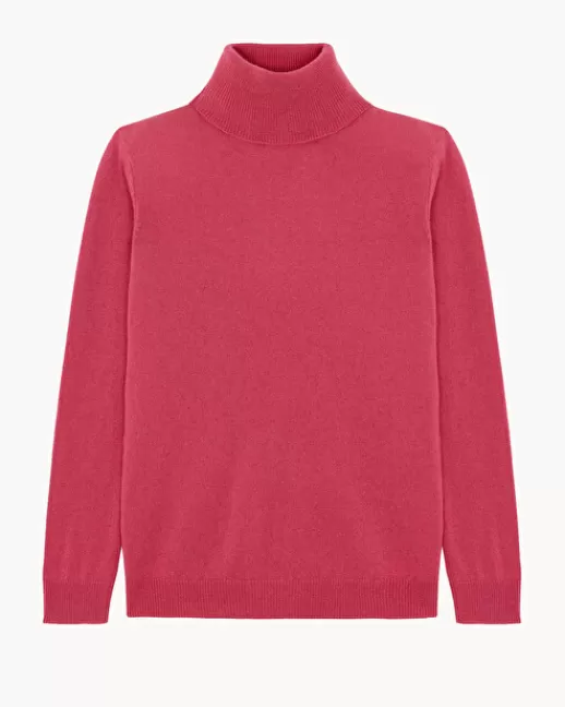 Kujten Pulls & Sweats | Pull Romy Pull Cachemire Femme Col Roulu00e9 Basic, 2 fils Framboise