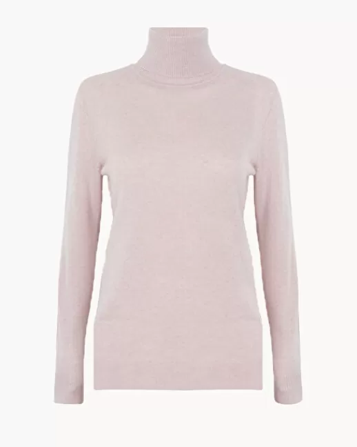 Kujten Pulls & Sweats | Pull Romy Pull Cachemire Femme Col Roulu00e9 Basic, 2 fils Roseclair