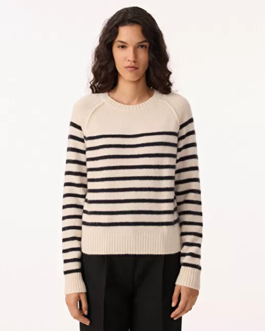 Kujten Pulls & Sweats | Pull Shima Pull Cachemire Femme Col Rond, 2 fils Blanc