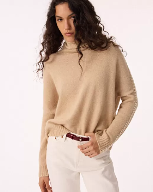 Kujten Pulls & Sweats | Pull Thea Pull Cachemire Femme Col Cheminu00e9e, 2 fils Organique