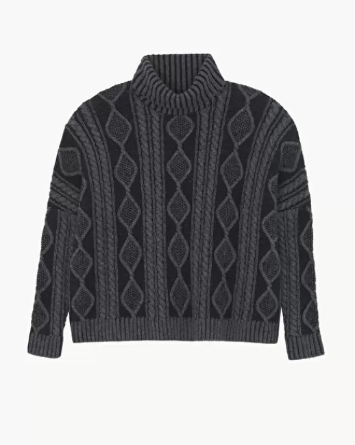 Kujten Pulls & Sweats | Pull Tibbu Pull Col Roulu00e9 Cachemire Torsadu00e9, 4 fils Noir