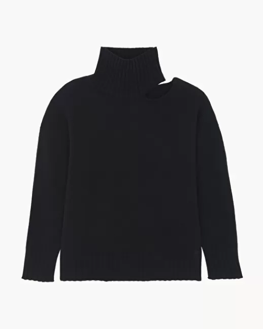 Kujten Pulls & Sweats | Pull Tita Pull Cachemire Femme Col Cheminu00e9e, 4 fils Noir