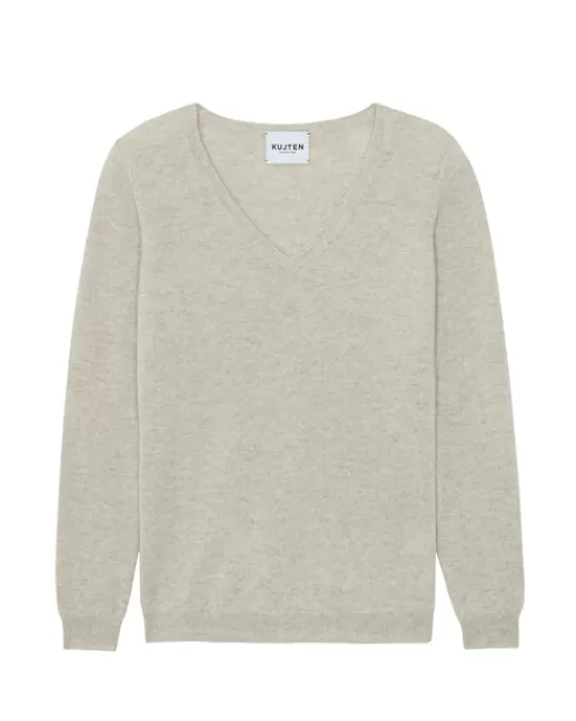 Kujten Pulls & Sweats | Pull Vicky Pull cachemire femme col v basic Ecru