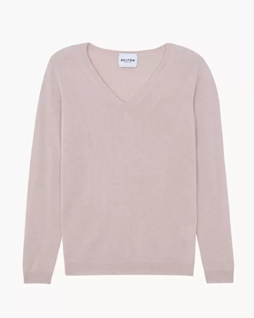 Kujten Pulls & Sweats | Pull Vicky Pull Cachemire Femme Col V Basic, 2 fils Roseclair