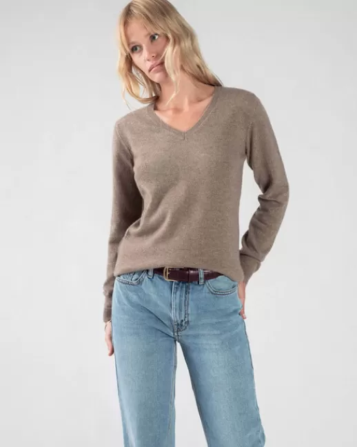 Kujten Pulls & Sweats | Pull Vicky Pull cachemire manches longues basic Beigetaupe