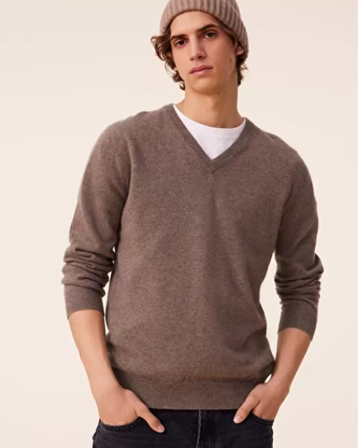 Kujten Pulls & Sweats | Pull Vince Pull Cachemire Col V Basic , 2 fils TAUPEMOULINE