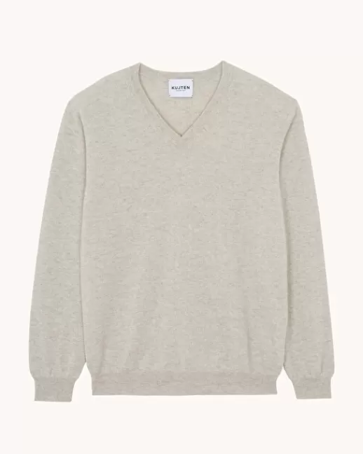 Kujten Pulls & Sweats | Pull Vince Pull Cachemire Col V Basic , 2 fils Avoine