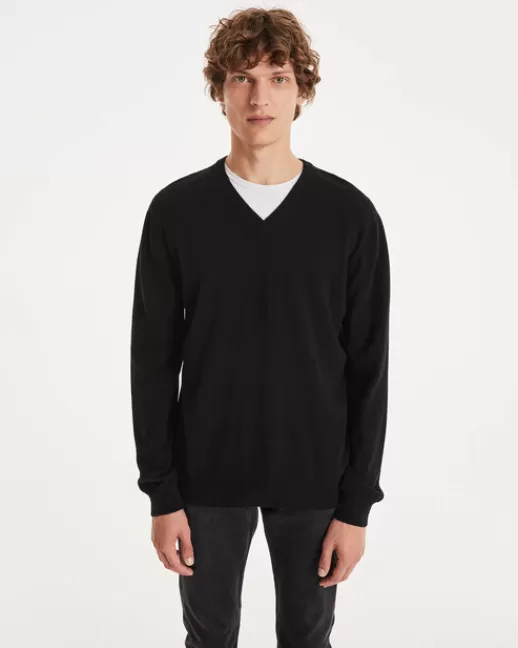 Kujten Pulls & Sweats | Pull Vince Pull Cachemire Col V Basic , 2 fils Noir