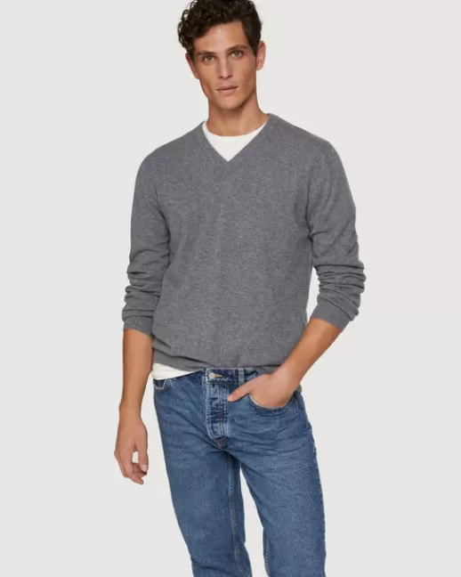 Kujten Pulls & Sweats | Pull Vince Pull cachemire manches longues basic Grisflanelle