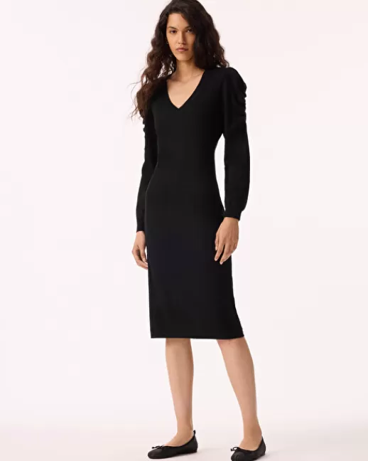 Kujten Robes & Jupes | Robes & Jupes | Robe Naoto Dress Robe Longue Cachemire Col V Noir