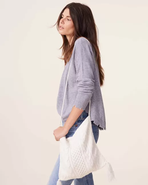 Kujten Sacs | Sac Torsade Sac torsadu00e9 et pompoms en cachemire Blanc
