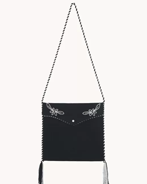 Kujten Sacs | Sac Western Sac u00e0 rabat pipping pompoms en cachemire Noir