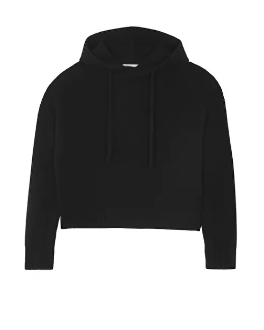 Kujten Pulls & Sweats | Sweat Tessa Sweat u00c0 Capuche Court Cachemire, 6 fils Noir