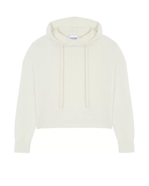 Kujten Pulls & Sweats | Sweat Tessa Sweat u00c0 Capuche Court Cachemire, 6 fils Blanc